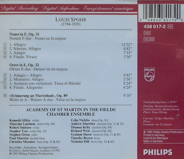 Louis Spohr, Academy Of St Martin In The Fields Chamber Ensemble* : Octet, Op. 32 / Nonet, Op. 31 (CD)