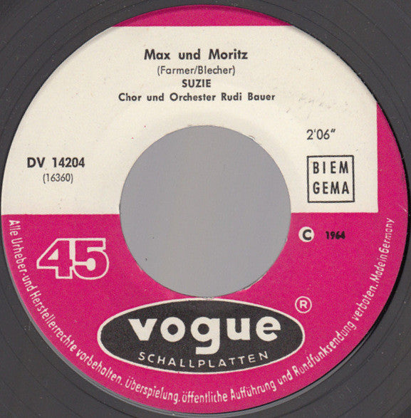 Suzie (2) : Max Und Moritz / Wenn Ich Mich Einmal Verliebe (7", Single)