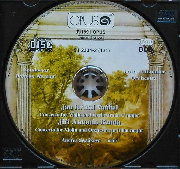 Johann Baptist Vanhal / Georg Anton Benda - Bohdan Warchal, Slovak Chamber Orchestra : Violin Concertos (CD, Album)