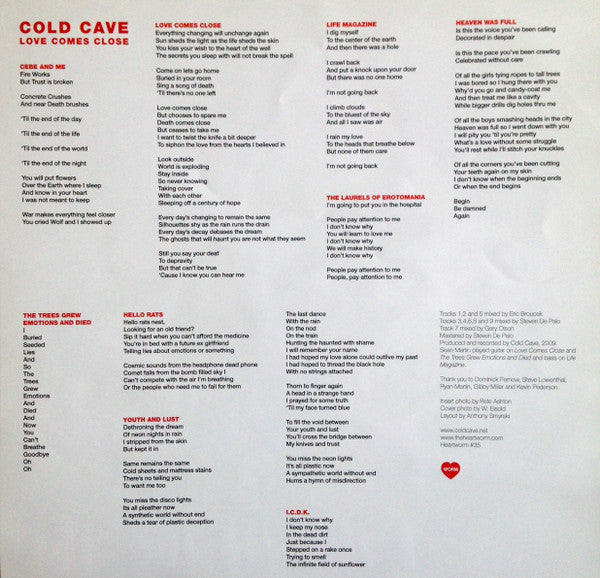 Cold Cave : Love Comes Close (LP, Album)