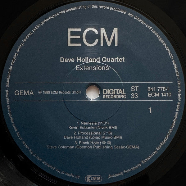 David Holland Quartet : Extensions (LP, Album)