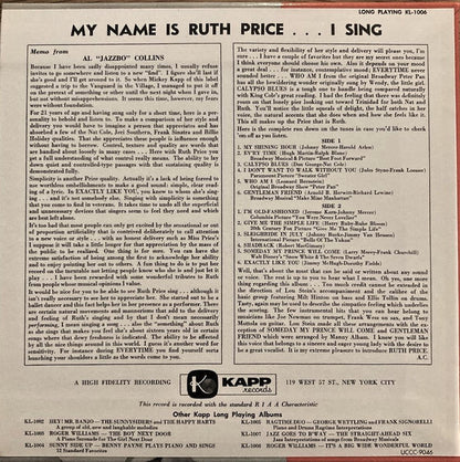 Ruth Price : My Name Is Ruth Price...I Sing! (CD, Album, Ltd, RE, RM, Pap)
