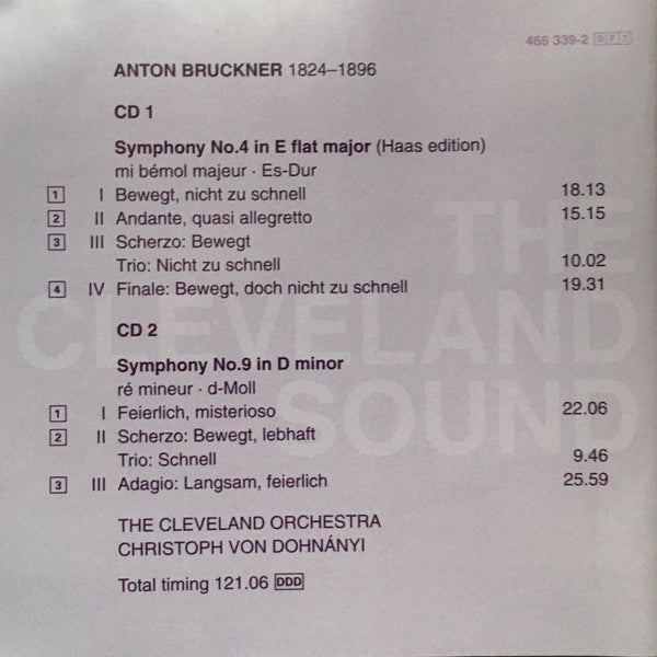 The Cleveland Orchestra, Christoph von Dohnányi : Bruckner Symphonies 4 & 9 (2xCD, Album)