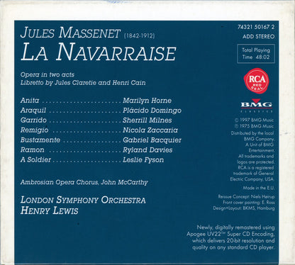 Jules Massenet - Marilyn Horne, Placido Domingo, Sherrill Milnes, Nicola Zaccaria, Gabriel Bacquier, Henry Lewis : La Navarraise (CD, RE, RM)