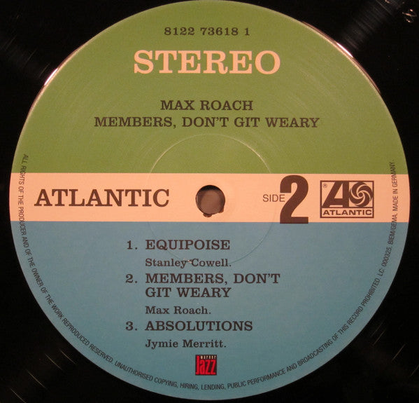 Max Roach : Members, Don't Git Weary. (LP, Album, RE)