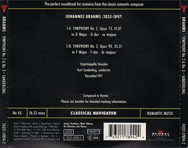Brahms* - Staatskapelle Dresden, Kurt Sanderling : Symphony No 2 & 3  (CD, Comp)