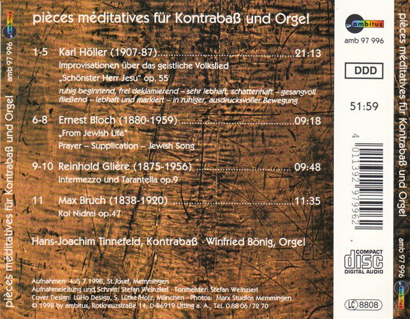 Hans-Joachim Tinnefeld, Winfried Bönig : Pièces Médiatives Für Kontrabaß Und Orgel (CD, Album)