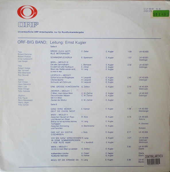 ORF Big Band ; Leitung: Ernst Kugler : ORF Arbeitsplatte 36/80 (LP, Transcription)