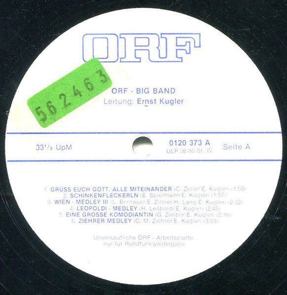 ORF Big Band ; Leitung: Ernst Kugler : ORF Arbeitsplatte 36/80 (LP, Transcription)