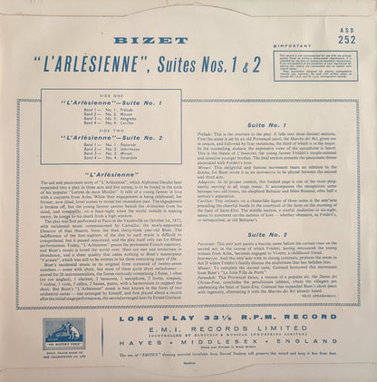 Bizet*, Sir Thomas Beecham, Bart.*, Royal Philharmonic Orchestra : "L'Arlesienne" Suites 1 & 2 (LP)