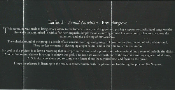 Roy Hargrove Quintet : Earfood (CD, Album)