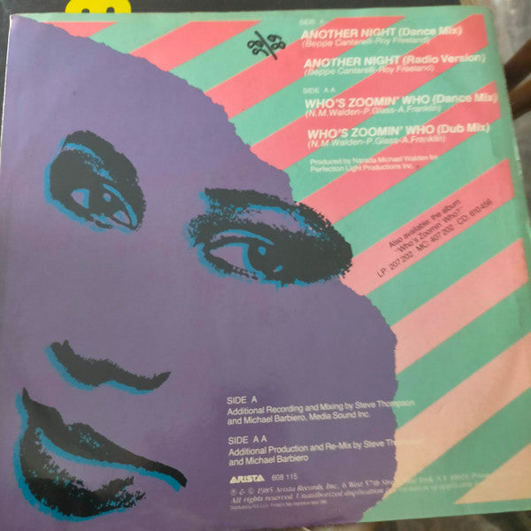 Aretha Franklin : Another Night / Who's Zoomin' Who (12")