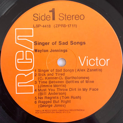 Waylon Jennings : Singer Of Sad Songs (LP, Album, Ind)