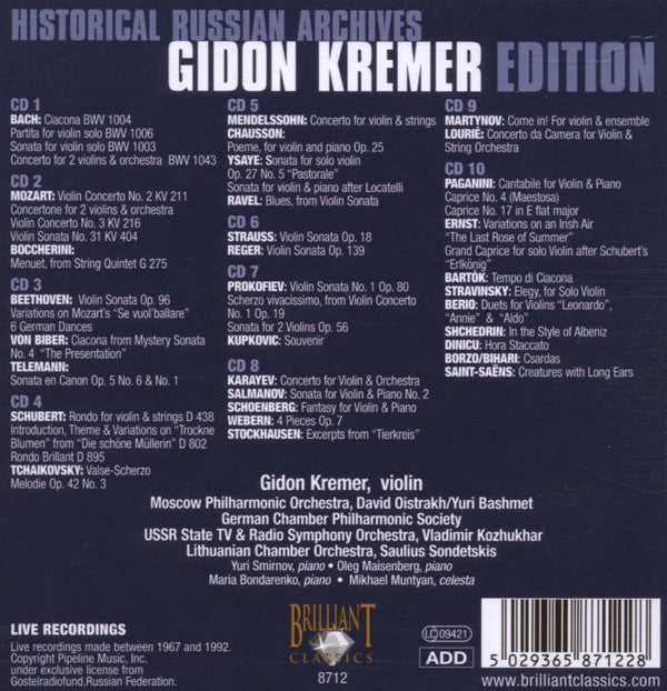 Gidon Kremer : Edition (10xCD, Comp + Box, Comp)