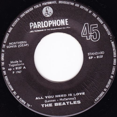 The Beatles : All You Need Is Love (7", Single)
