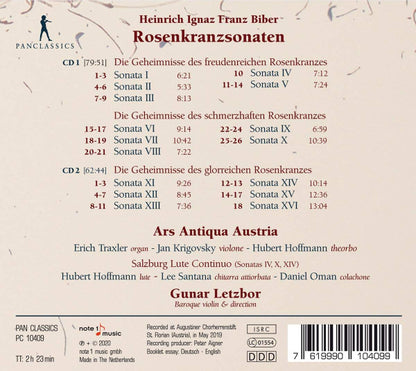 Heinrich Ignaz Franz Biber, Gunar Letzbor, Ars Antiqua Austria : Rosenkranzsonaten (2xCD, Album)