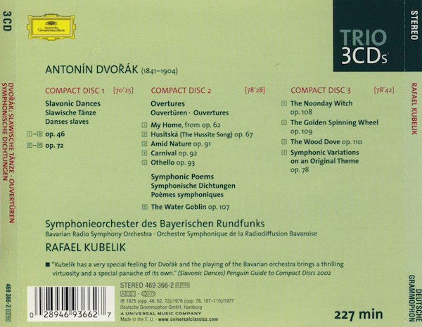 Dvořák*, Symphonieorchester Des Bayerischen Rundfunks*, Rafael Kubelik : Slavonic Dances Opp. 46 & 72 / Overtures & Symphonic Poems (3xCD, Comp)