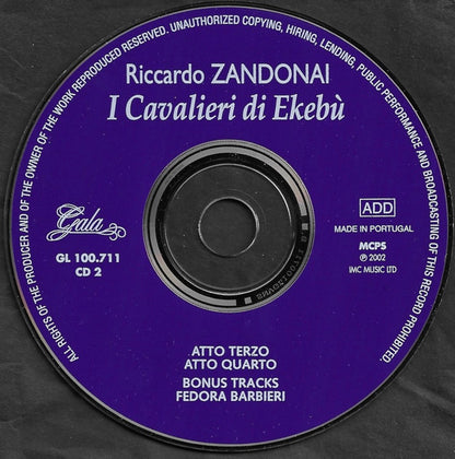 Riccardo Zandonai, Mirto Picchi, Fedora Barbieri, Orchestra Sinfonica Di Milano Della RAI, Alfredo Simonetto : I Cavalieri Di Ekebù (CD, Mono)