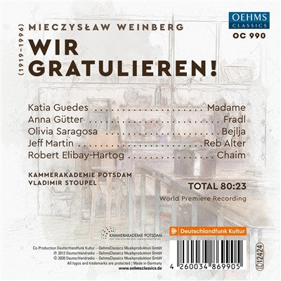 Mieczysław Weinberg - Kátia Guedes · Anna Gütter* · Olivia Saragosa · Jeff Martin (4) · Robert Elibay-Hartog · Kammerakademie Potsdam · Vladimir Stoupel : Wir Gratulieren! (Oper In Zwei Akten) (2xCD, Album + Box, Sli)