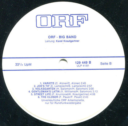 ORF Big Band ; Leitung: Karel Krautgartner : ORF Arbeitsplatte 41/81 (LP, Transcription)