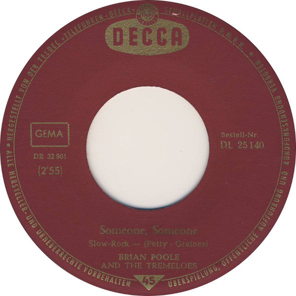 Brian Poole & The Tremeloes : Till The End Of Time / Someone, Someone (7", Single)