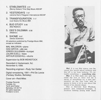Mal Waldron Quintet : Mal-1 (CD, Album, Mono, RE, RM)