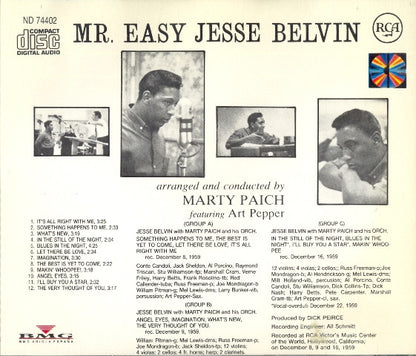 Jesse Belvin Featuring Art Pepper with Marty Paich Orchestra : Mr. Easy (CD, Album, RE, RM)