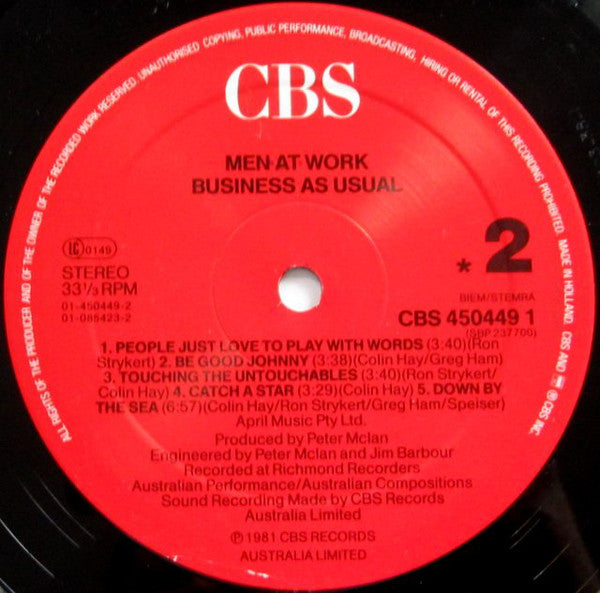 Men At Work : Business As Usual (LP, Album, RE)