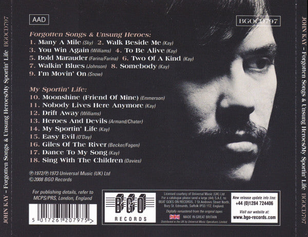 John Kay : Forgotten Songs & Unsung Heroes/My Sportin' Life (CD, Comp, RE, RM)