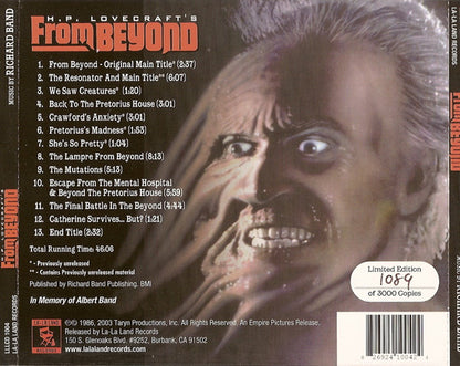 Richard Band, The Arkham Philharmonic Orchestra : H.P. Lovecraft's From Beyond (Original Motion Picture Soundtrack) (CD, Album, Ltd, Num, RM)