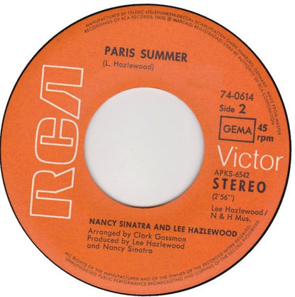 Nancy Sinatra & Lee Hazlewood : Down From Dover / Paris Summer (7", Single)