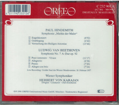 Paul Hindemith, Ludwig van Beethoven, Herbert von Karajan : Mathis-Symphonie / Symphonie No. 7 A-dur (CD)