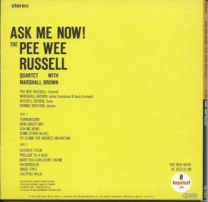 Pee Wee Russell Quartet With Marshall Brown : Ask Me Now! (CD, Album, Ltd, RE, RM)