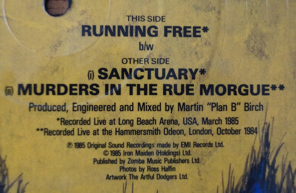 Iron Maiden : Running Free (12", Single, Pic)