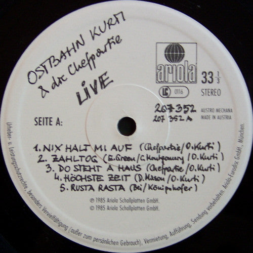 Ostbahn-Kurti & Die Chefpartie : Live (LP, Album, RE)