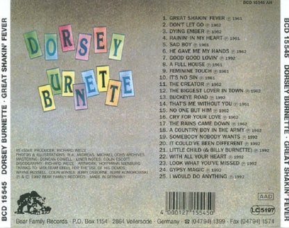 Dorsey Burnette : Great Shakin' Fever (CD, Comp)