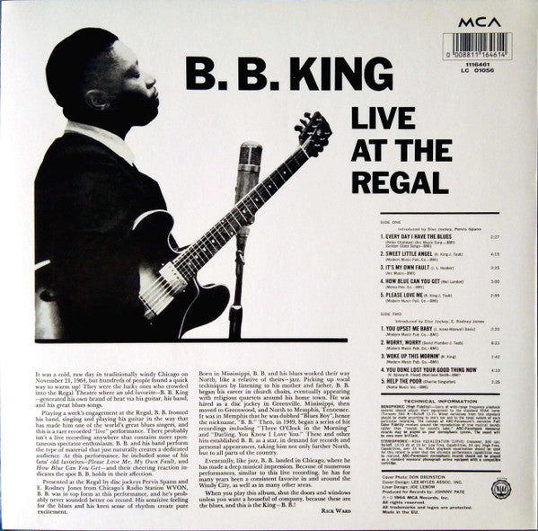 B.B. King : Live At The Regal (LP, Album, RE, 180)
