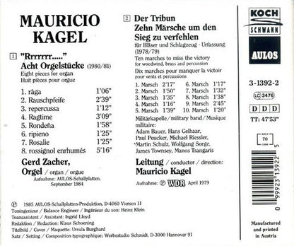Mauricio Kagel : "Rrrrrrr..." · 8 Orgelstücke / Der Tribun · 10 Märsche Um Den Sieg Zu Verfehlen (CD, Album, RE)