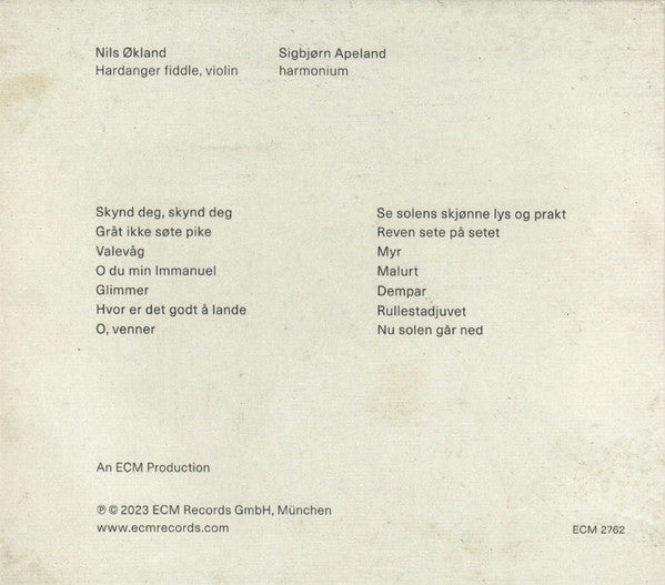 Nils Økland / Sigbjørn Apeland : Glimmer (CD, Album)