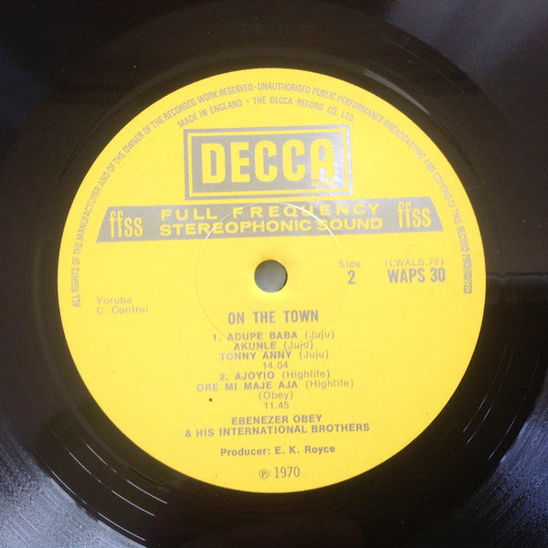 Chief Commander Ebenezer Obey And His International Brothers* : On The Town (LP, Album)