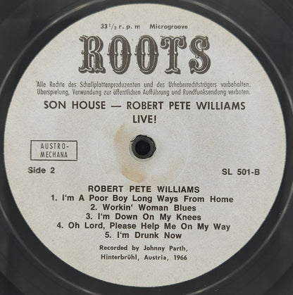 Son House And Robert Pete Williams : Live! (LP, Ltd)