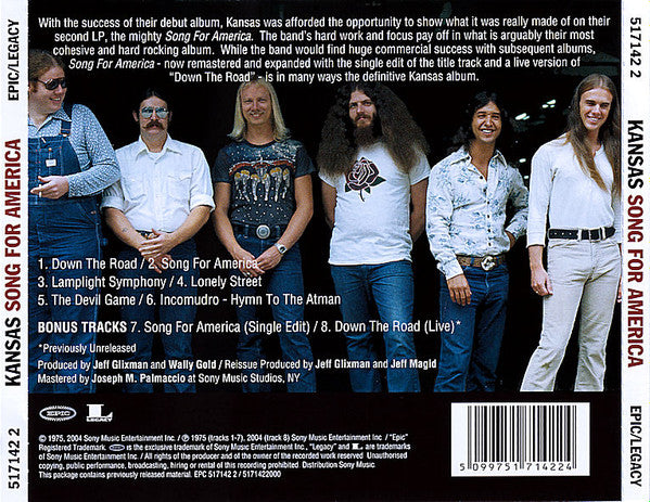 Kansas (2) : Song For America (CD, Album, RE, RM)