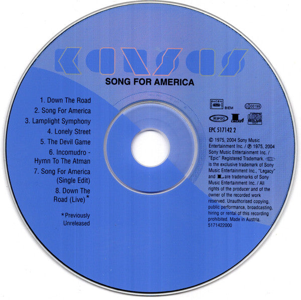 Kansas (2) : Song For America (CD, Album, RE, RM)