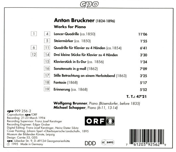 Anton Bruckner - Wolfgang Brunner, Michael Schopper : Piano Works (CD, Album, RE)