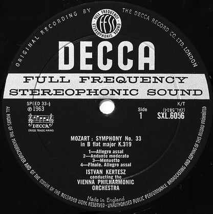 Wolfgang Amadeus Mozart, István Kertész, Wiener Philharmoniker : Symphonies 33 & 39 (LP, ED1)