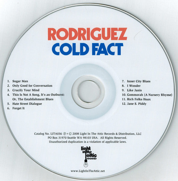 Sixto Rodriguez : Cold Fact (CD, Album, RE, RM, Dig)