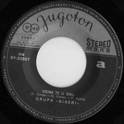 Biseri : Vidim Te U Snu / Zbog Stare Navike (7", Single)