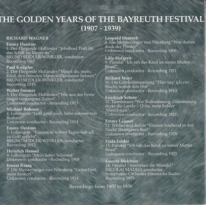 Various, Richard Wagner : The Golden Years Of The Bayreuth Festival (1907-1939) (CD, Comp, Mono, RM)