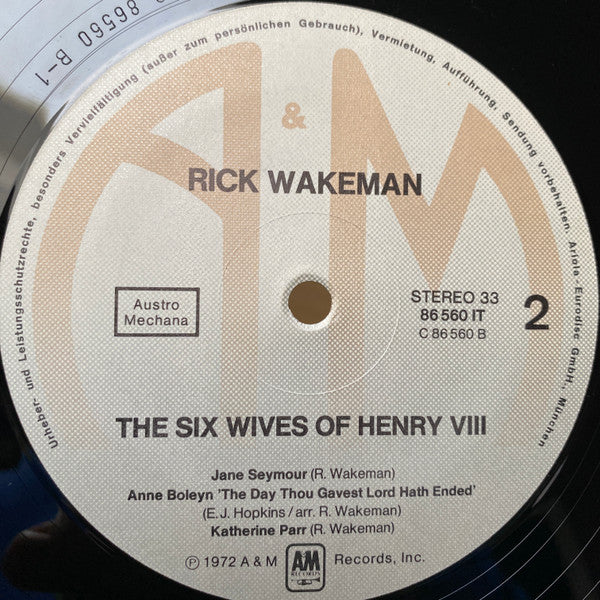 Rick Wakeman : The Six Wives of Henry VIII (LP, Album, Gat)
