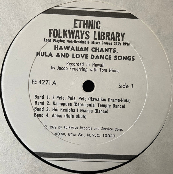 Unknown Artist : Hawaiian Chants, Hula And Love Dance Songs (LP)